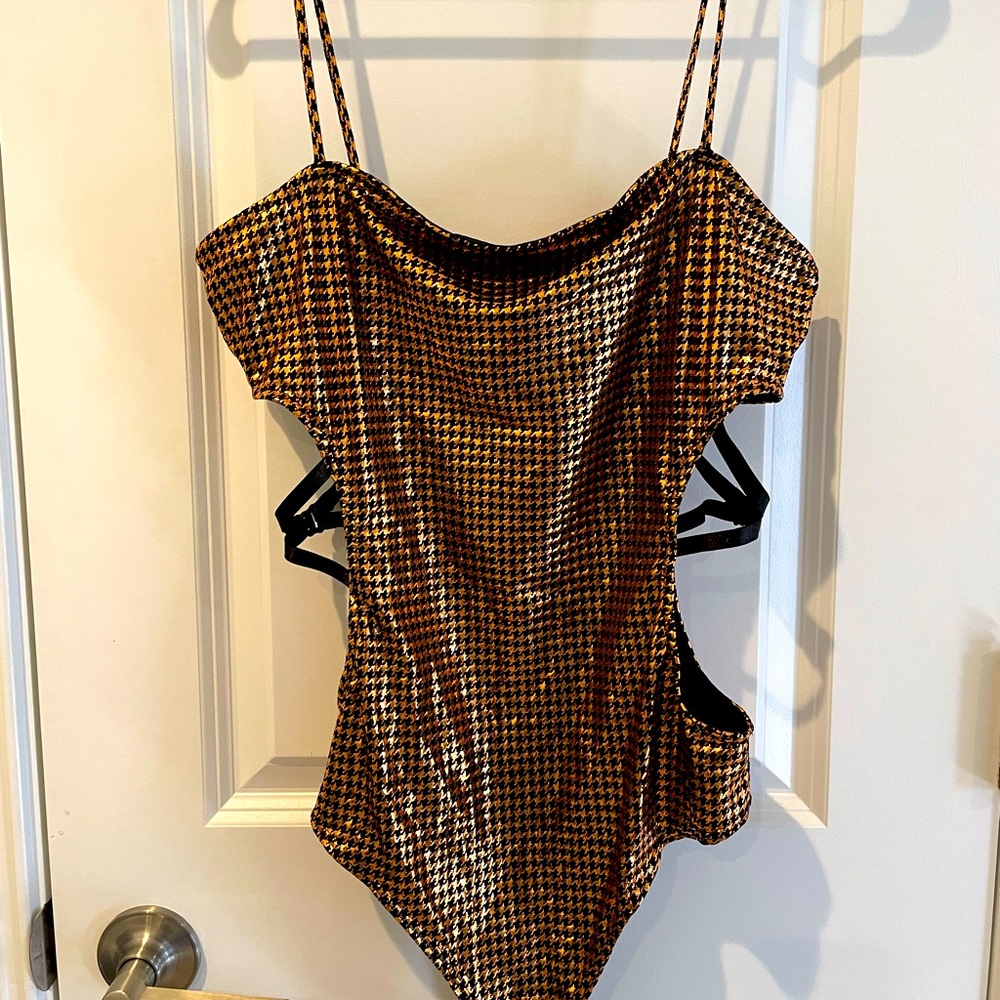 Gold/Bronze Houndstooth Bodysuit